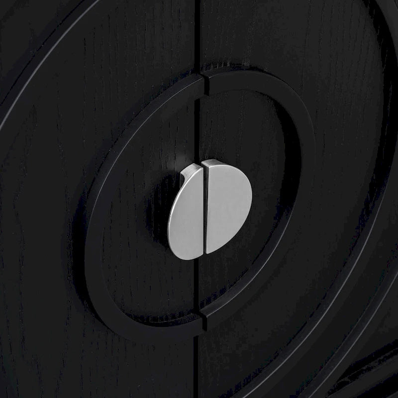 Porte d'armoire avec rainure circulaire et poignée de porte ronde en métal - N/A