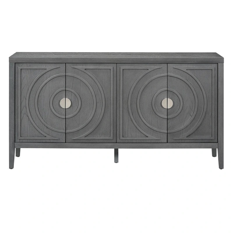 Porte d'armoire avec rainure circulaire et poignée de porte ronde en métal - N/A
