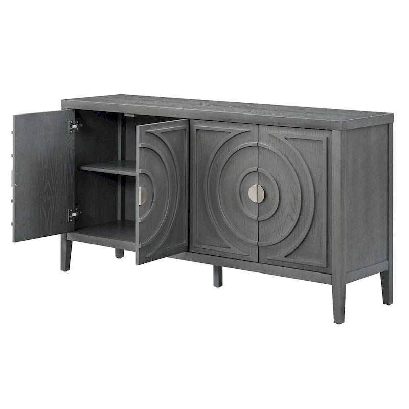 Porte d'armoire avec rainure circulaire et poignée de porte ronde en métal - N/A