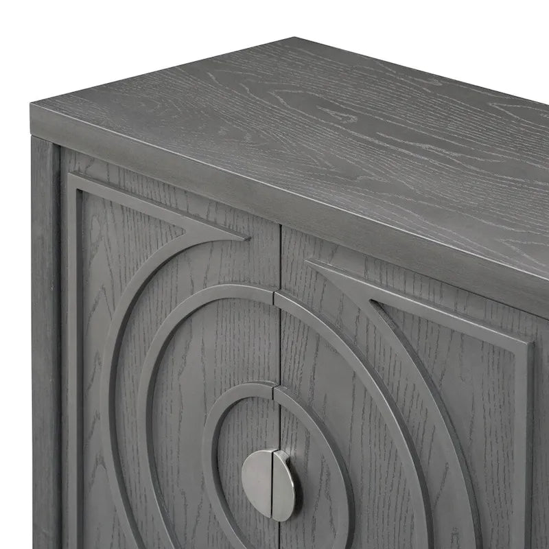 Porte d'armoire avec rainure circulaire et poignée de porte ronde en métal - N/A