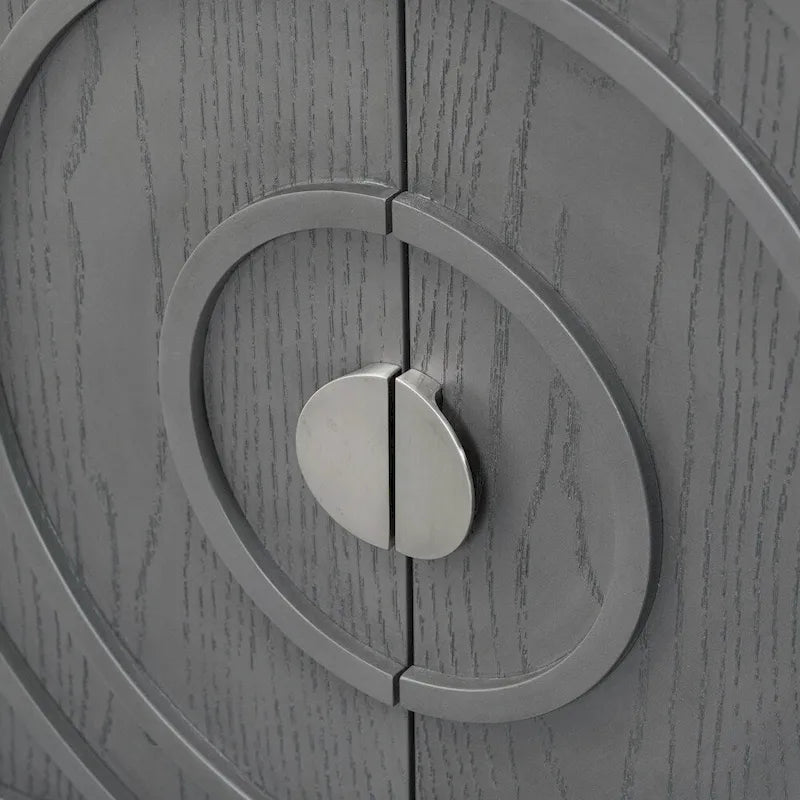Porte d'armoire avec rainure circulaire et poignée de porte ronde en métal - N/A