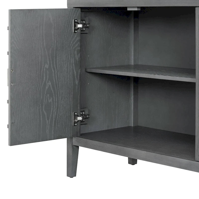Porte d'armoire avec rainure circulaire et poignée de porte ronde en métal - N/A