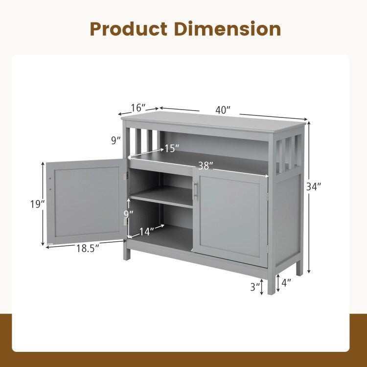Buffet de cuisine avec 2 portes et étagère - 101,6 x 40,6 x 86,4 cm (L x l x H)