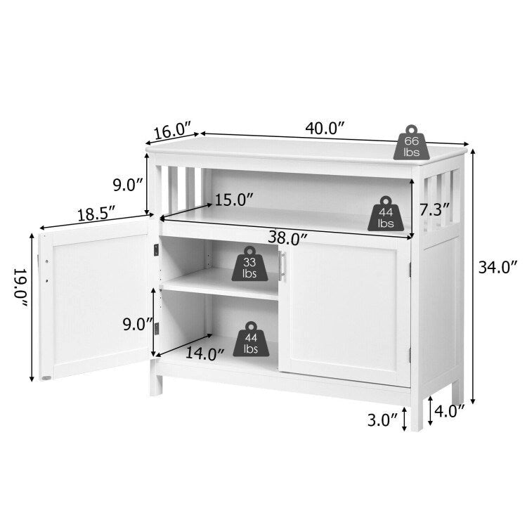 Buffet de cuisine avec 2 portes et étagère - 101,6 x 40,6 x 86,4 cm (L x l x H)