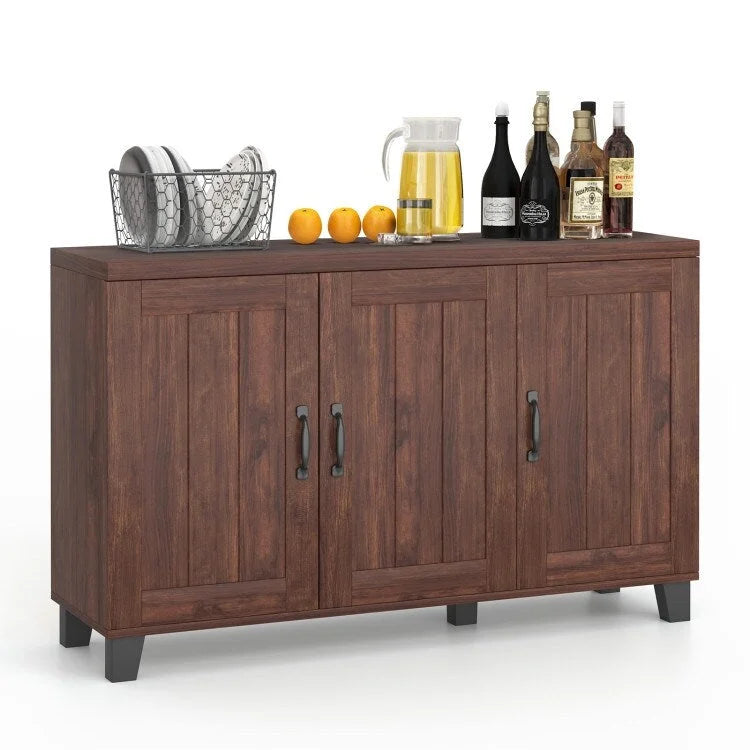 Bahut 3 portes avec étagères réglables et kits anti-basculement - 45 x 13 x 28 (L x l x H)
