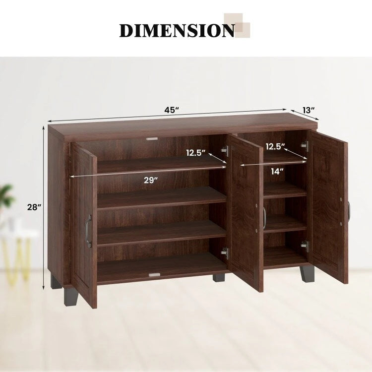Bahut 3 portes avec étagères réglables et kits anti-basculement - 45 x 13 x 28 (L x l x H)