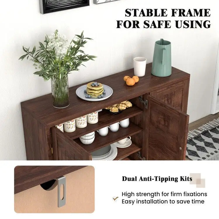 Bahut 3 portes avec étagères réglables et kits anti-basculement - 45 x 13 x 28 (L x l x H)