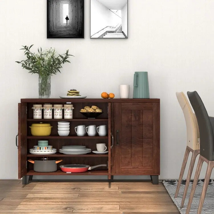 Bahut 3 portes avec étagères réglables et kits anti-basculement - 45 x 13 x 28 (L x l x H)