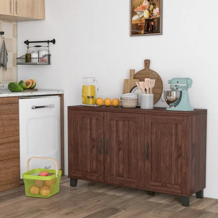 Bahut 3 portes avec étagères réglables et kits anti-basculement - 45 x 13 x 28 (L x l x H)