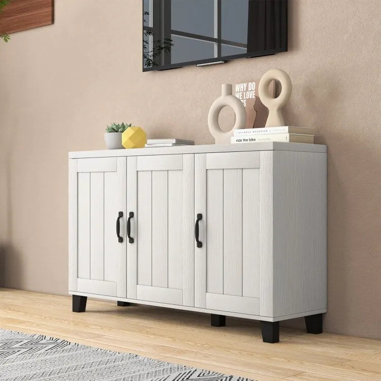 Bahut 3 portes avec étagères réglables et kits anti-basculement - 45 x 13 x 28 (L x l x H)