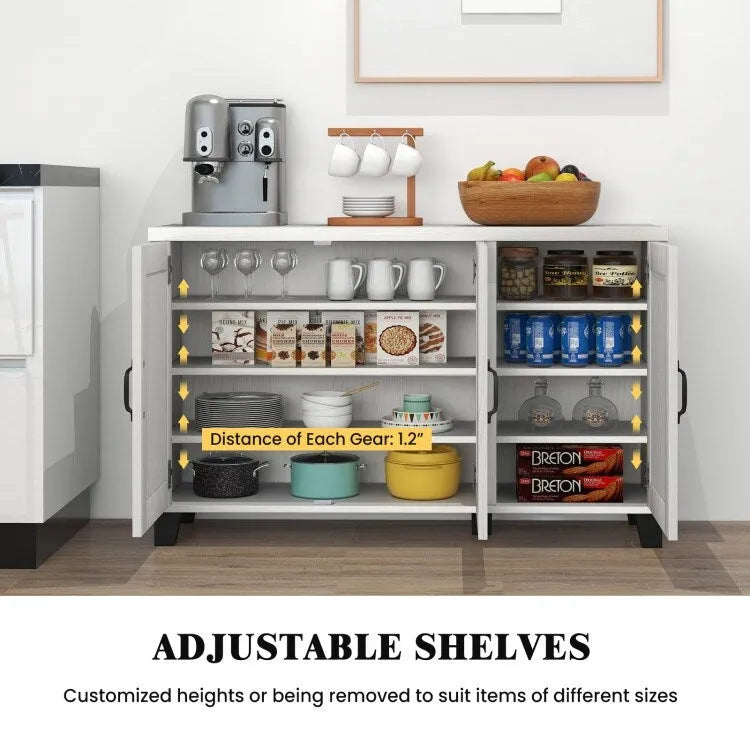 Bahut 3 portes avec étagères réglables et kits anti-basculement - 45 x 13 x 28 (L x l x H)
