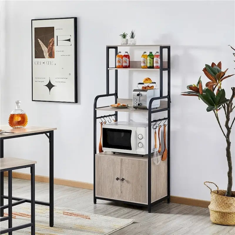 Étagère de boulanger multicouche avec 1 armoire et 3 étagères de rangement