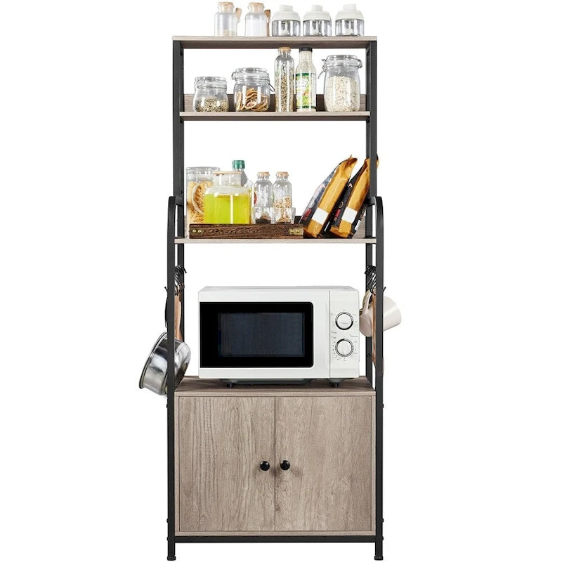 Étagère de boulanger multicouche avec 1 armoire et 3 étagères de rangement