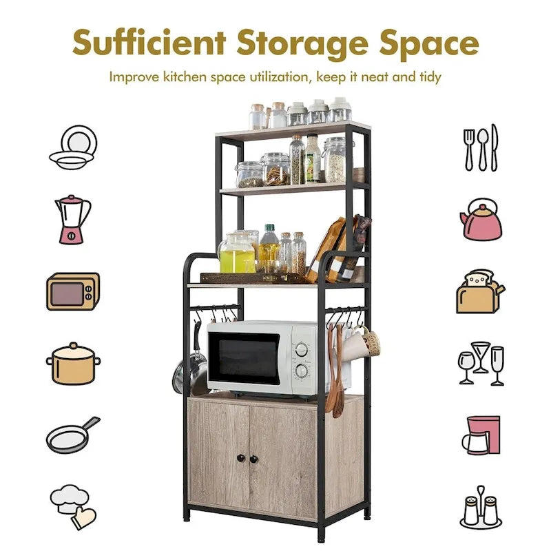 Étagère de boulanger multicouche avec 1 armoire et 3 étagères de rangement