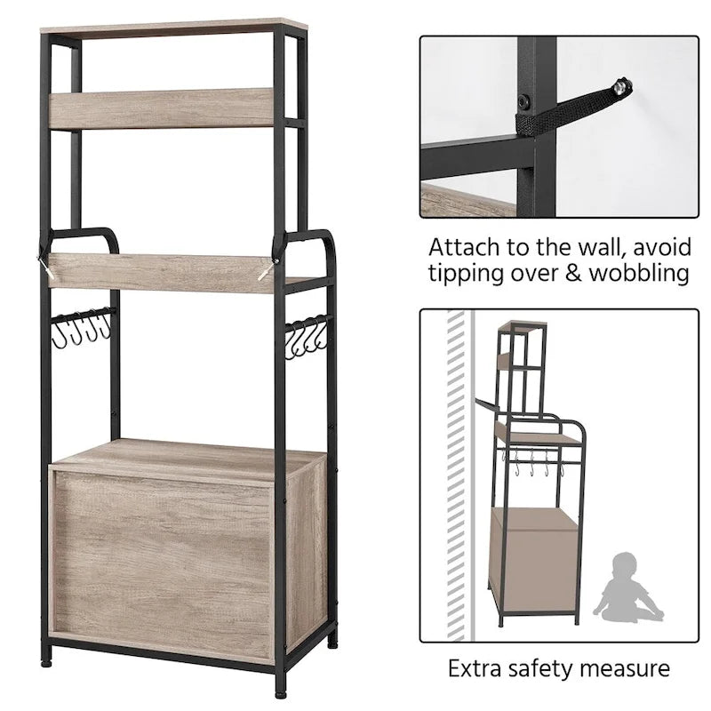 Étagère de boulanger multicouche avec 1 armoire et 3 étagères de rangement