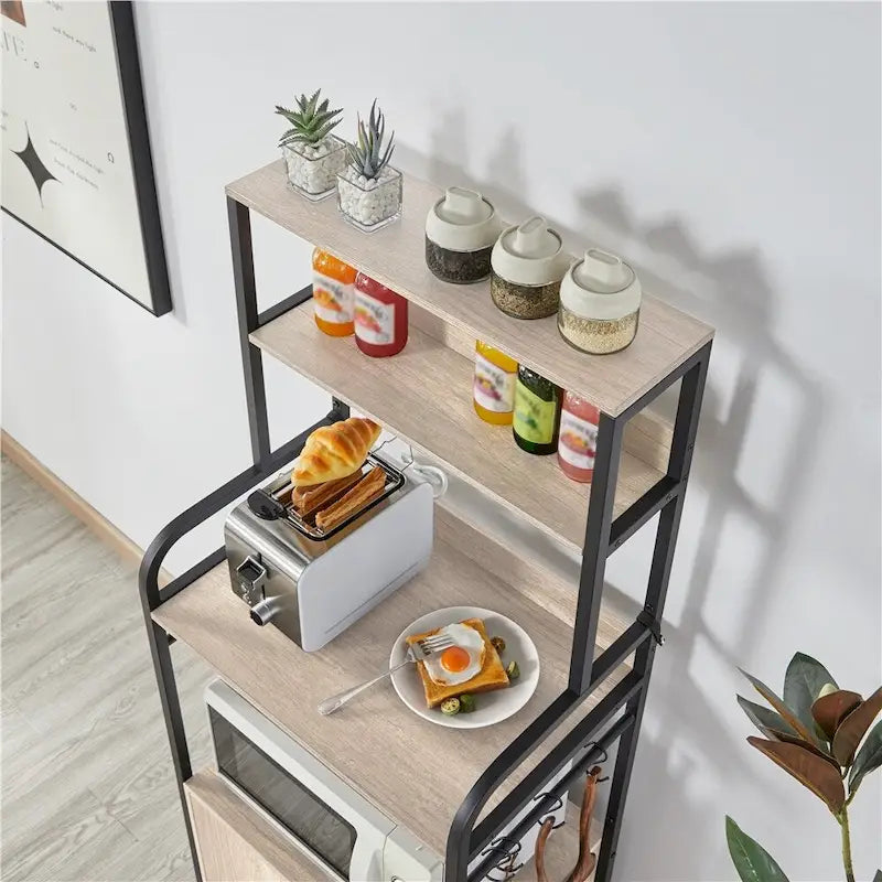 Étagère de boulanger multicouche avec 1 armoire et 3 étagères de rangement