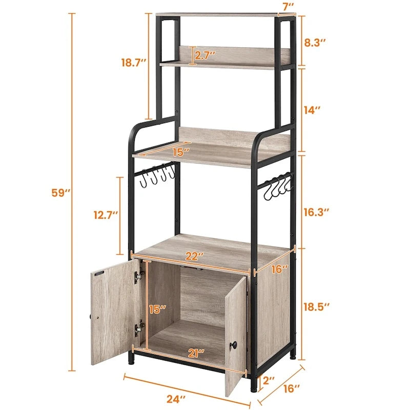 Étagère de boulanger multicouche avec 1 armoire et 3 étagères de rangement