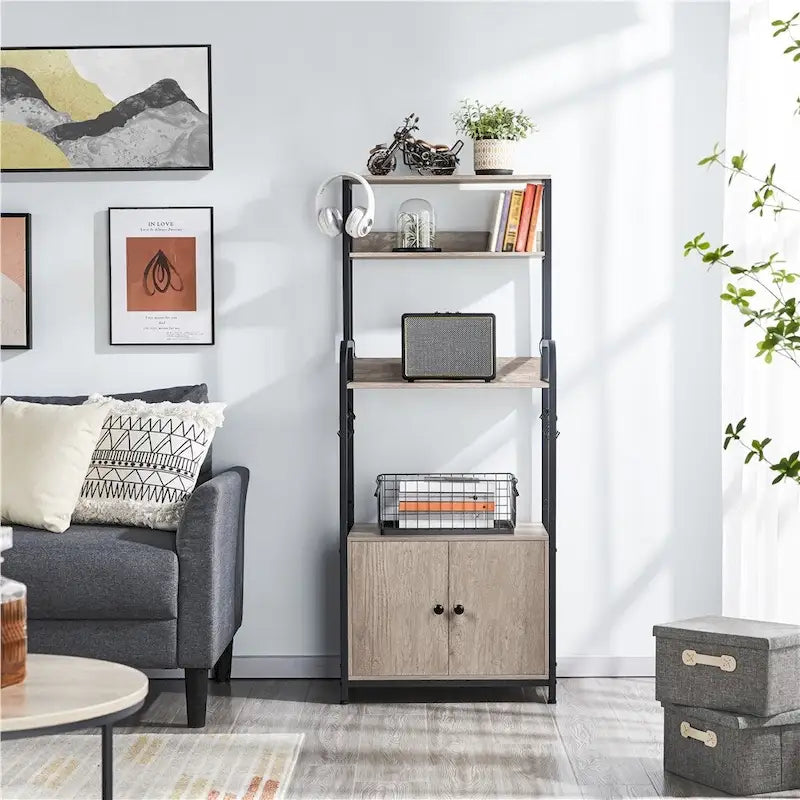 Étagère de boulanger multicouche avec 1 armoire et 3 étagères de rangement