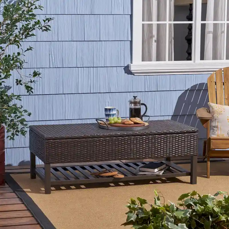 Banc de rangement en rotin