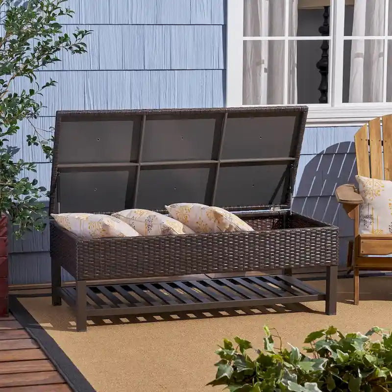 Banc de rangement en rotin