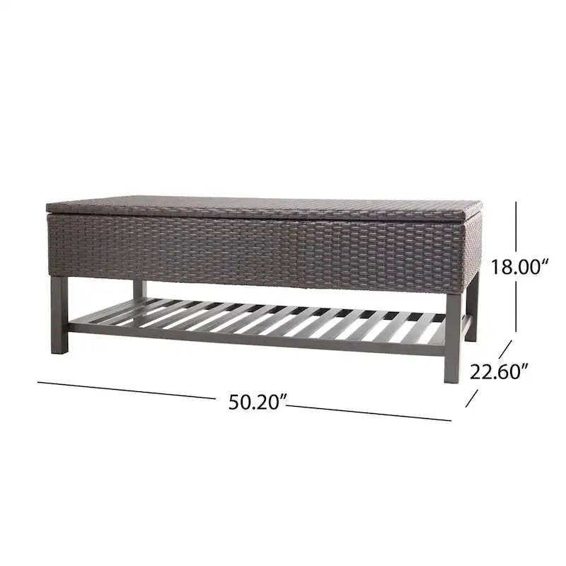 Banc de rangement en rotin