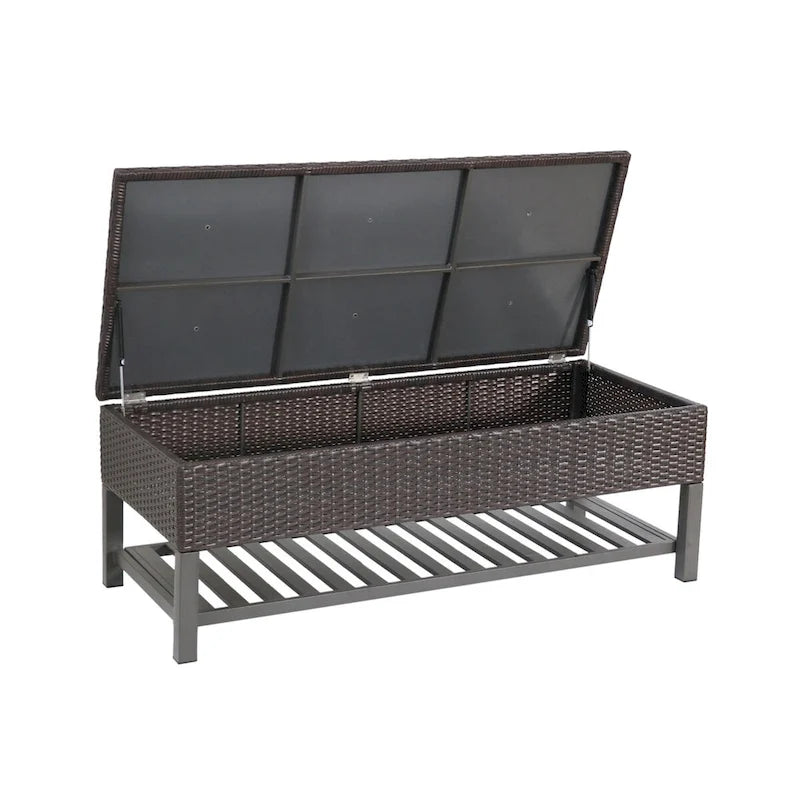Banc de rangement en rotin