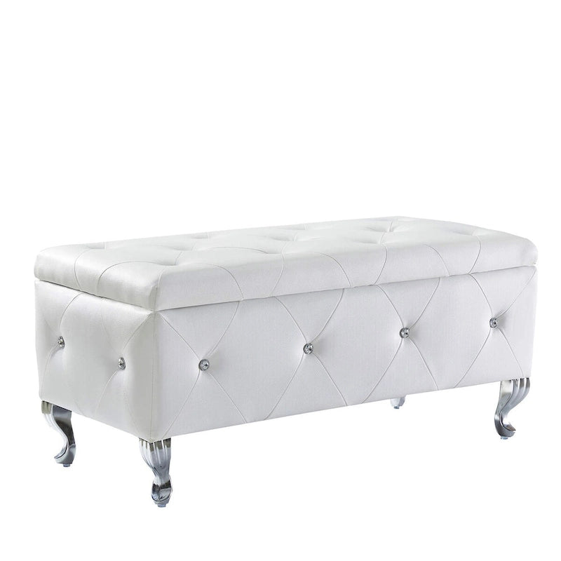 Banc de Rangement Rembourré Pour Chambre à Coucher Bout de Lit Bancs de Rangement Repose-Pieds avec Boutons en Cristal Pour Salon Entrée