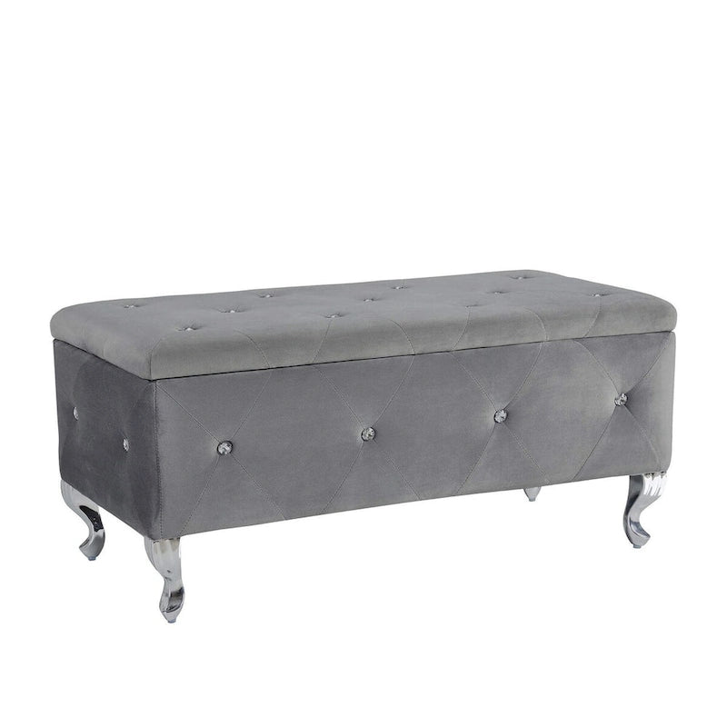 Banc de Rangement Rembourré Pour Chambre à Coucher Bout de Lit Bancs de Rangement Repose-Pieds avec Boutons en Cristal Pour Salon Entrée