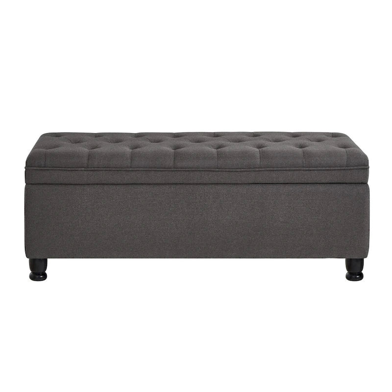 Banc de rangement capitonné avec pieds en bois tournés - 45x18x18H