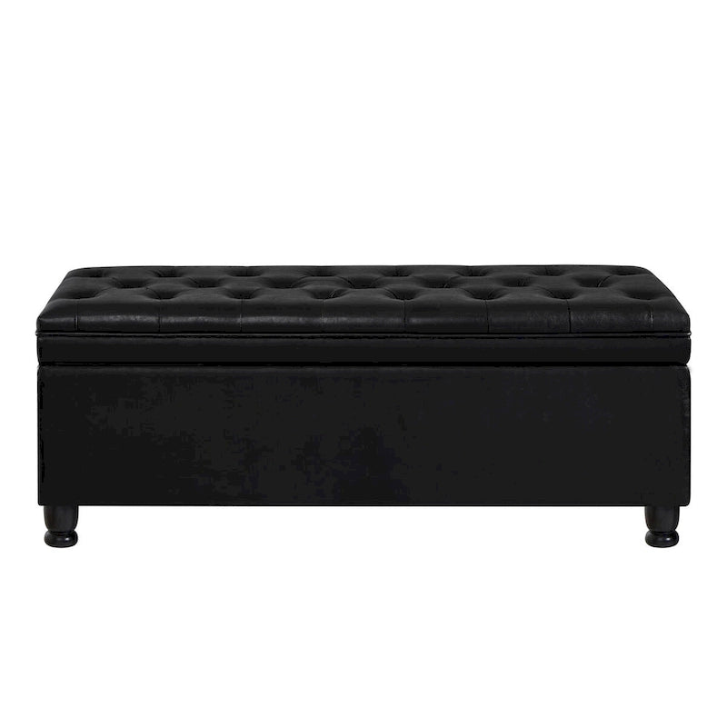 Banc de rangement capitonné avec pieds en bois tournés - 45x18x18H
