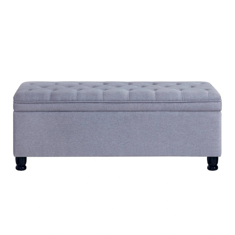 Banc de rangement capitonné avec pieds en bois tournés - 45x18x18H