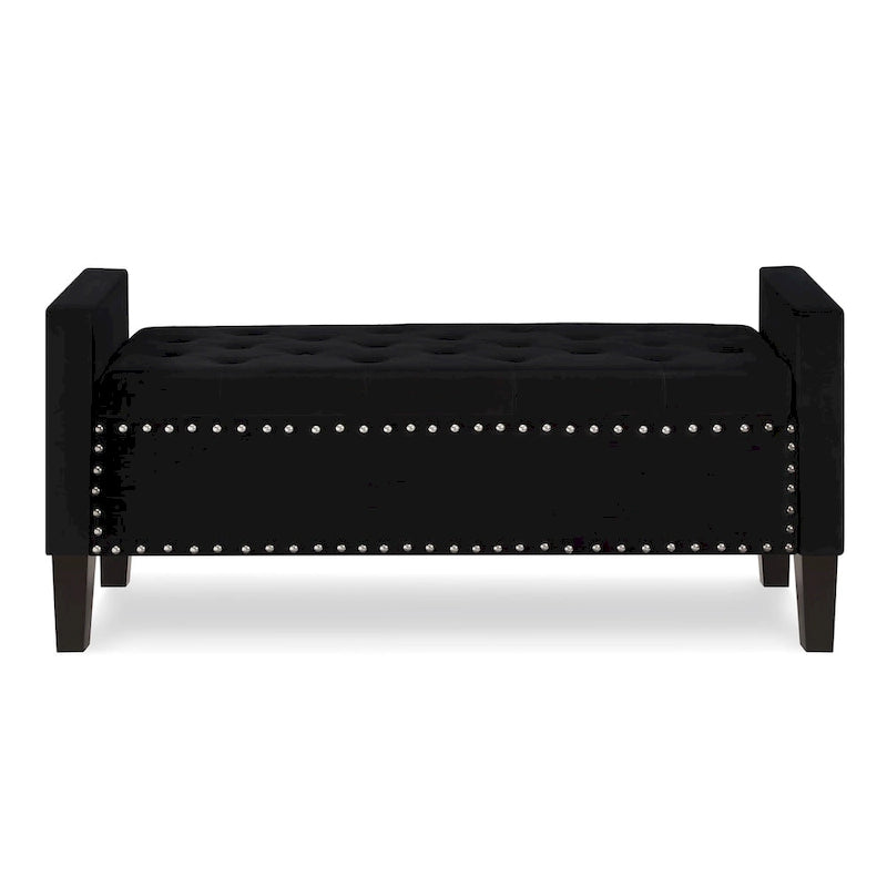 Banc de rangement capitonné avec garniture cloutée