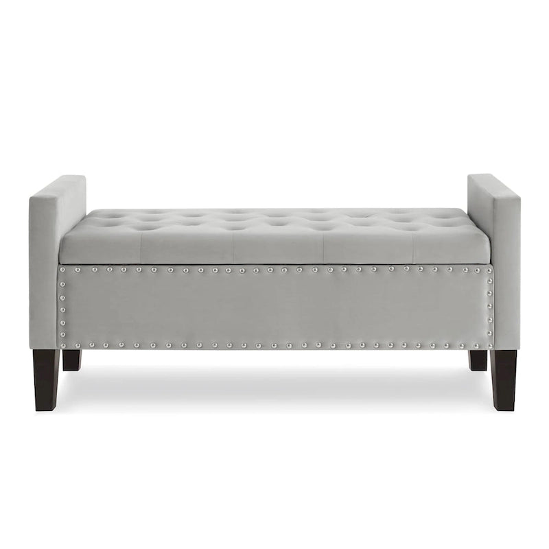 Banc de rangement capitonné avec garniture cloutée