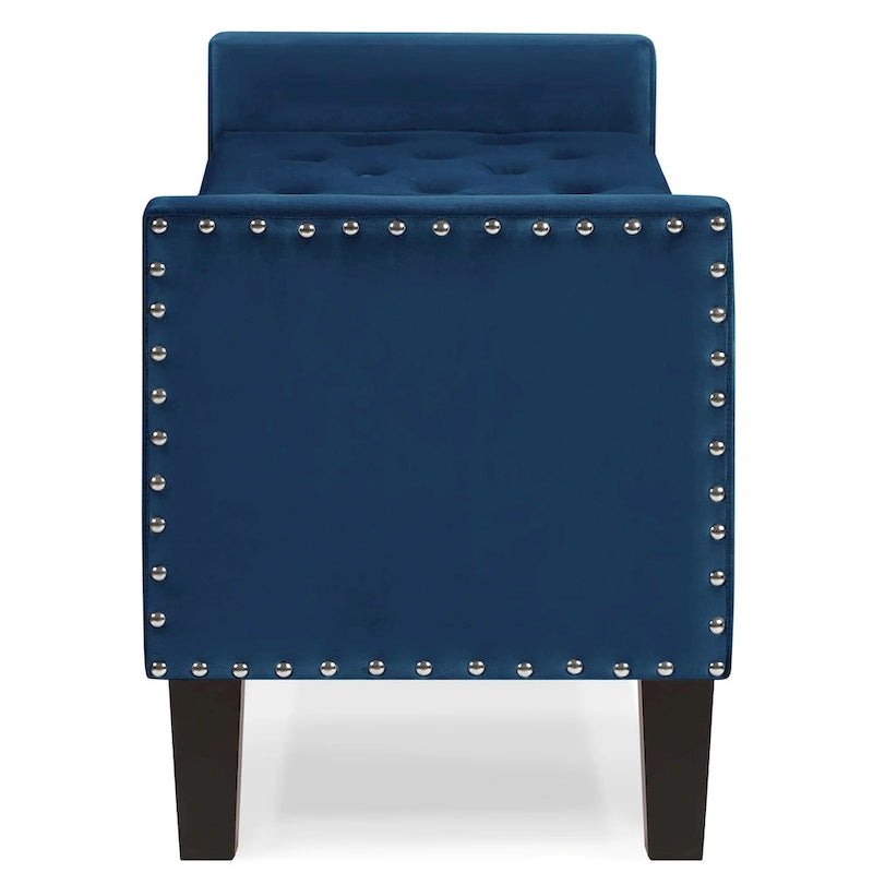 Banc de rangement capitonné avec garniture cloutée