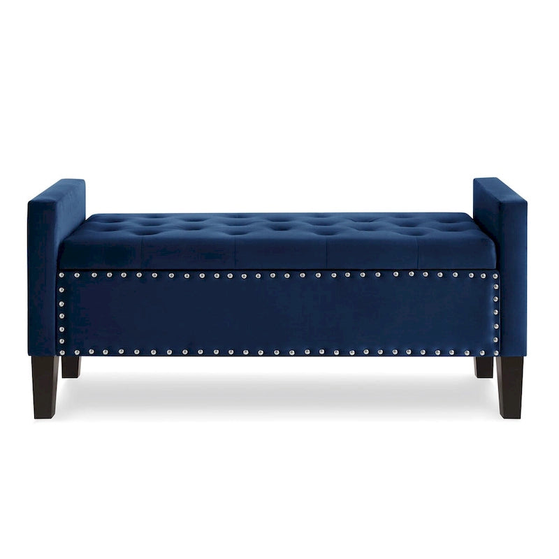 Banc de rangement capitonné avec garniture cloutée