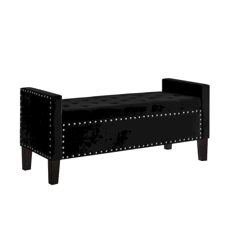 Banc de rangement capitonné avec garniture cloutée