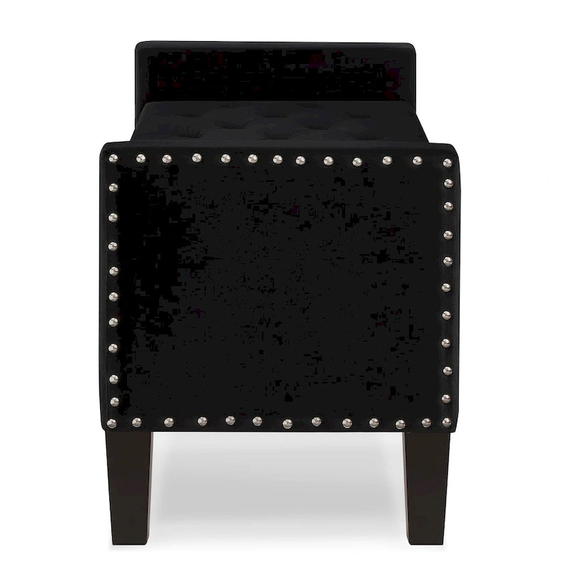 Banc de rangement capitonné avec garniture cloutée