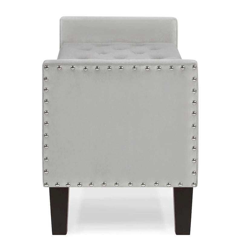 Banc de rangement capitonné avec garniture cloutée