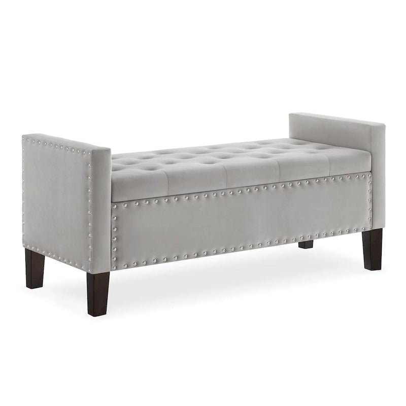 Banc de rangement capitonné avec garniture cloutée