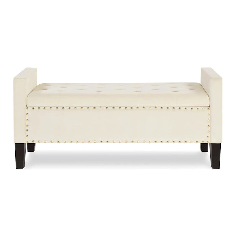 Banc de rangement capitonné avec garniture cloutée