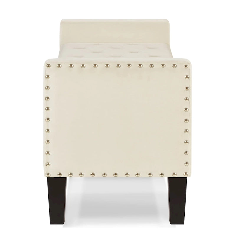 Banc de rangement capitonné avec garniture cloutée