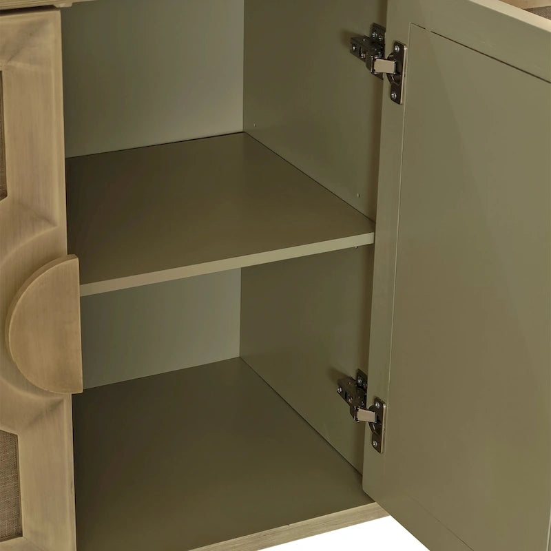 59.84Élégante armoire vintage à 4 portes avec portes décorées en lin