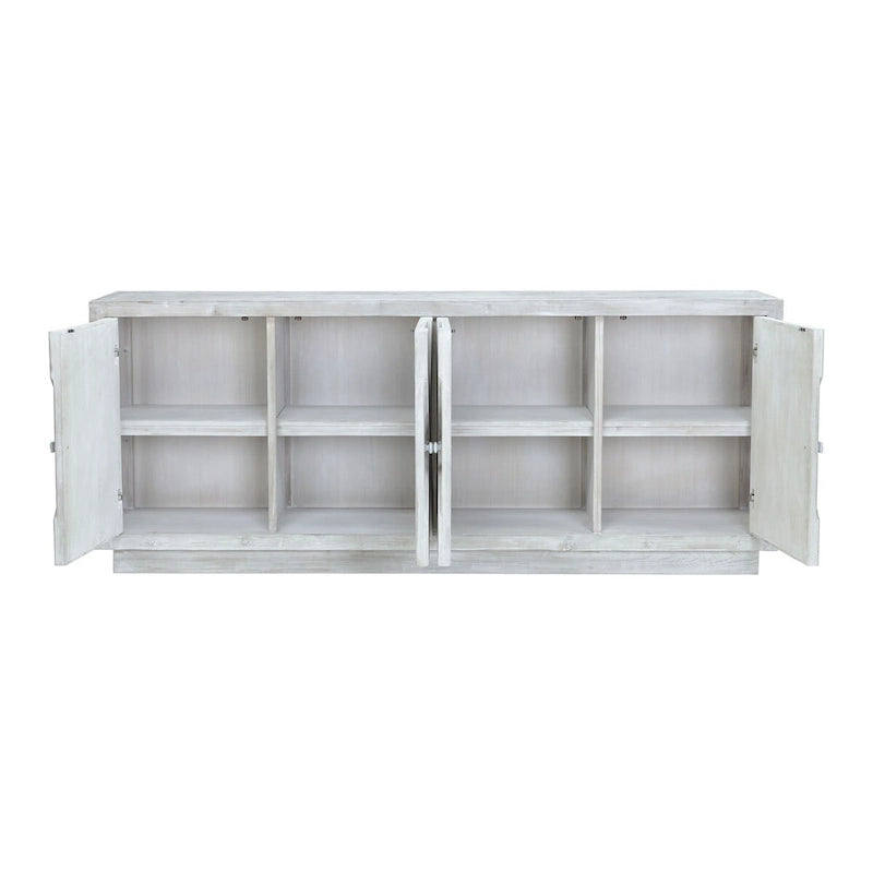 Buffet en pin recyclé sculpté 84 White Wash