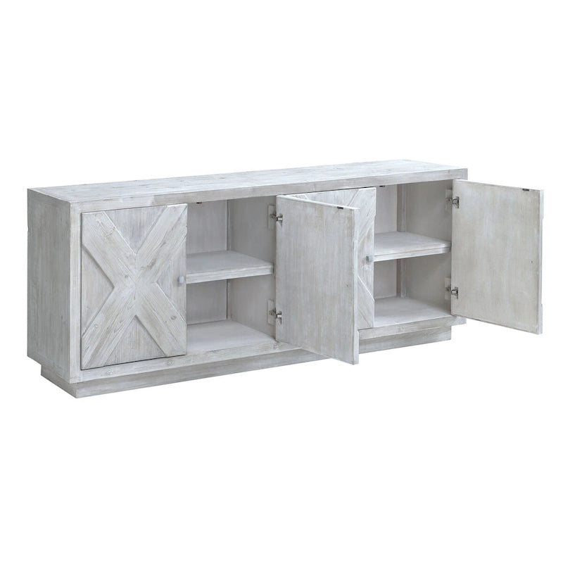 Buffet en pin recyclé sculpté 84 White Wash