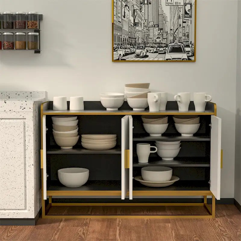 Meuble de rangement de cuisine moderne avec pieds en métal