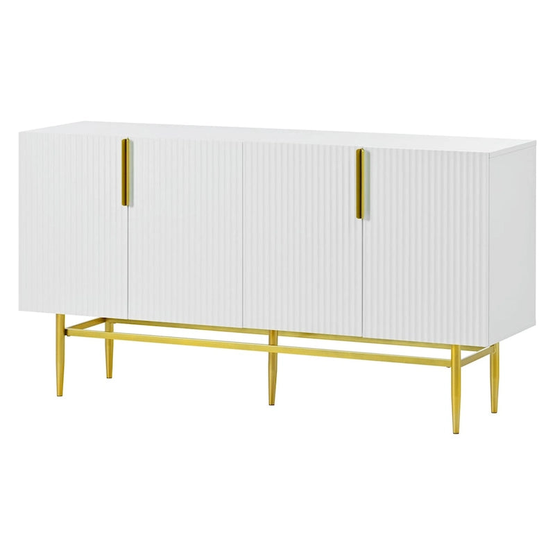 Buffet moderne élégant à 4 portes avec poignées en métal doré pour salle à manger, salon, chambre, couloir