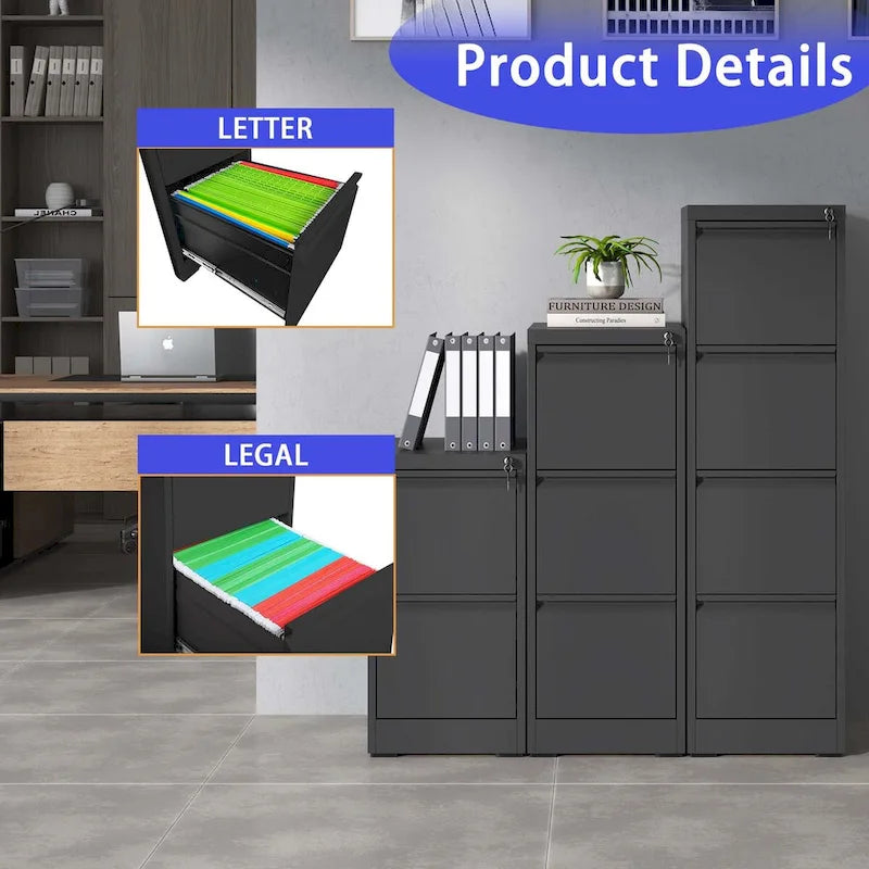 Classeur vertical en métal à 2 tiroirs de 38 cm de largeur avec serrure, pour bureau ou maison, pour documents A4 et format légal/lettre