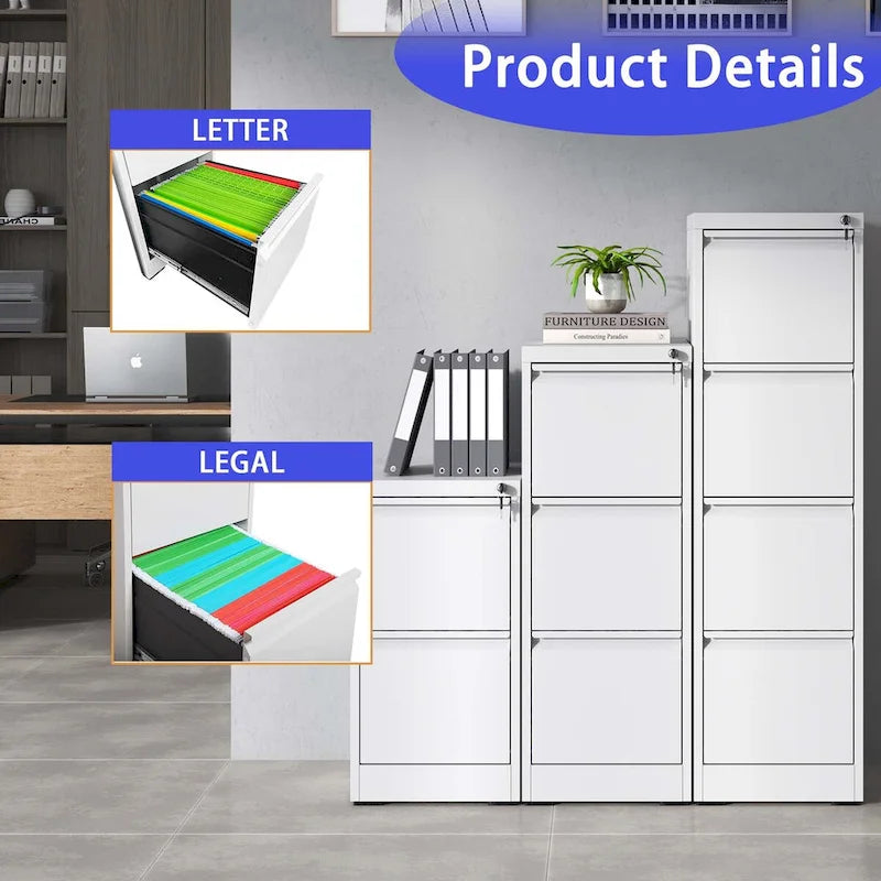 Classeur vertical en métal à 2 tiroirs de 38 cm de largeur avec serrure, pour bureau ou maison, pour documents A4 et format légal/lettre