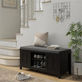 Banc à chaussures et pouf de rangement avec portes coulissantes - 15,75P x 44L x 19,75H