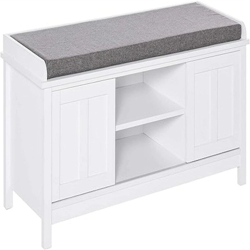 Banc à chaussures et pouf de rangement avec portes coulissantes - 15,75P x 44L x 19,75H
